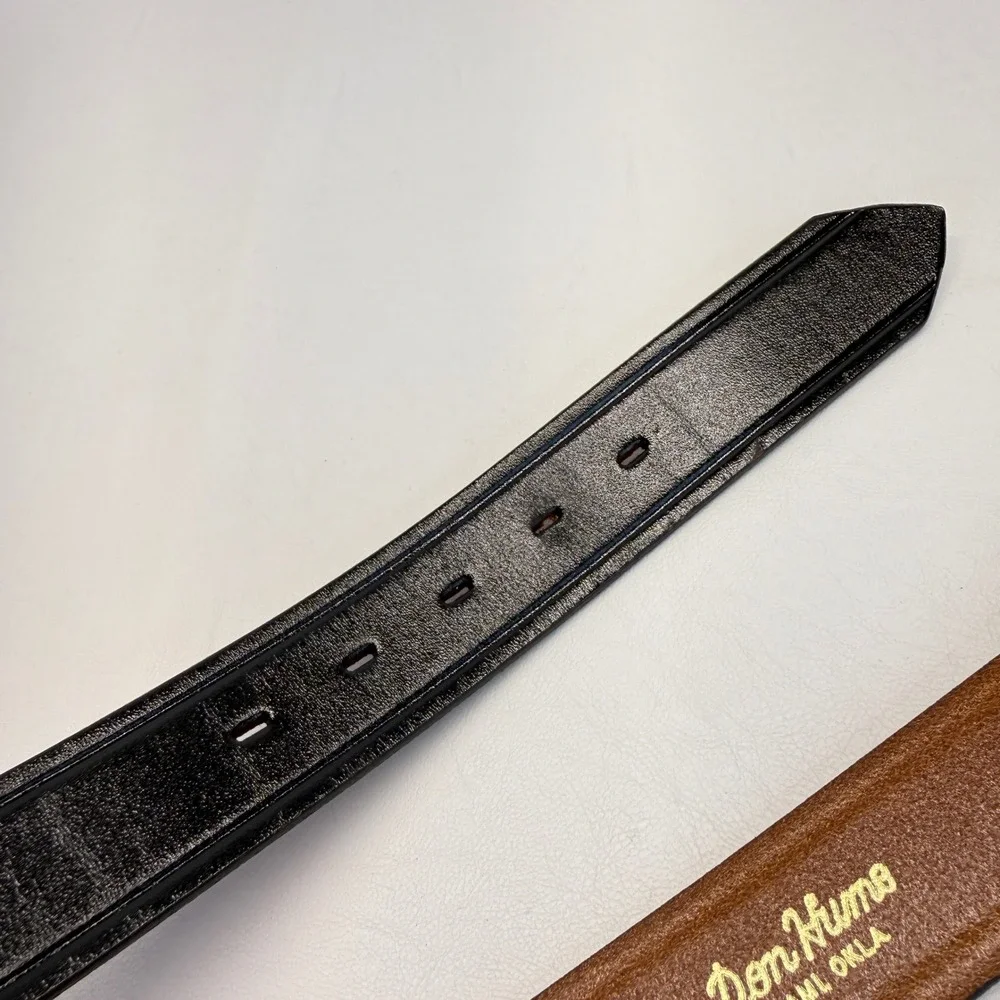 Don Hume Black Leather Belt Solid Brass Buckle Mens Size 36